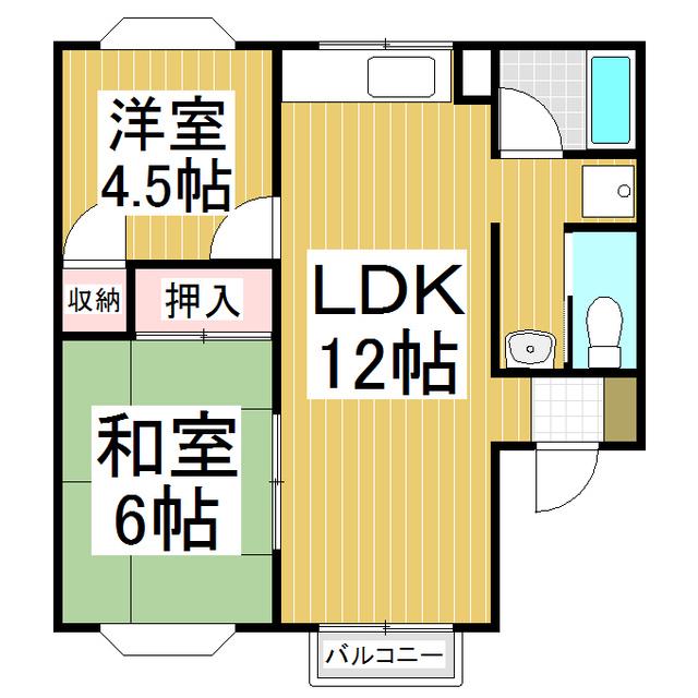 コーポ辻ヶ花(2LDK/2階)の間取り写真