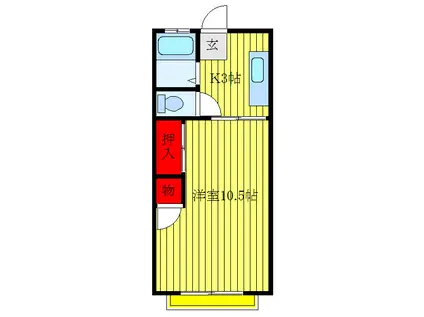 富田ハイツ(1K/2階)の間取り写真