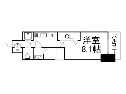 エスリード大阪天満宮(1K/13階)の間取り写真