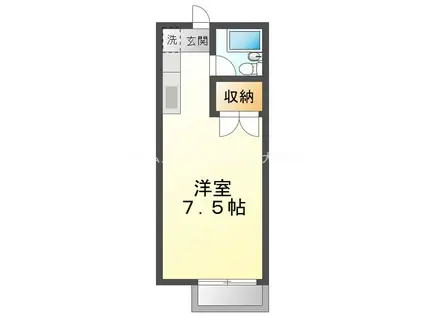 プリンスヒルB(ワンルーム/2階)の間取り写真