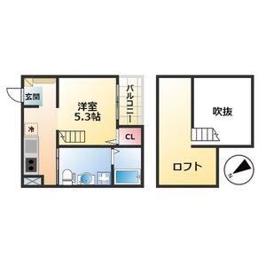 プレシオール(ワンルーム/2階)の間取り写真