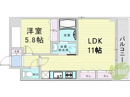 フレスクーラ(1LDK/4階)の間取り写真