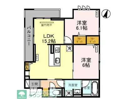 ヴィアレットVIII(2LDK/2階)の間取り写真