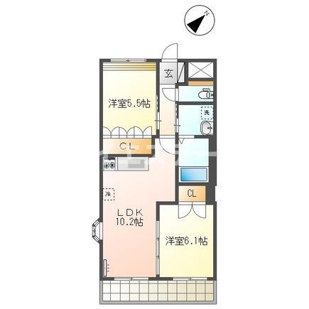 ディアステージシャロン(2LDK/2階)の間取り写真