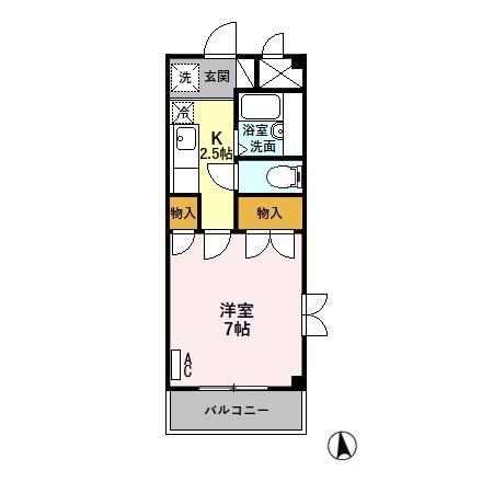 青悠荘(1K/1階)の間取り写真