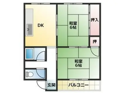 コーポ曙(2DK/4階)の間取り写真