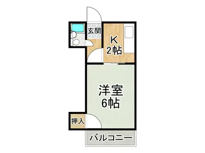 ハピネス狭山(1K/1階)の間取り写真