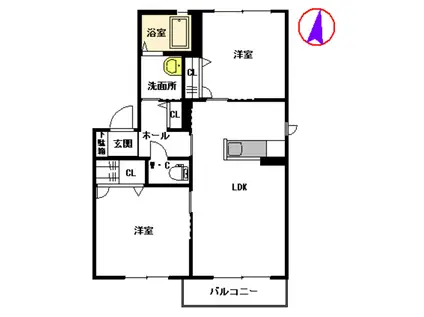 アールエム熊本C(2LDK/2階)の間取り写真