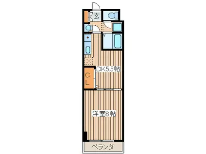 ベルシティ榴ヶ岡(1DK/8階)の間取り写真