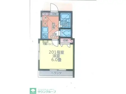 セントラル川崎(1K/2階)の間取り写真