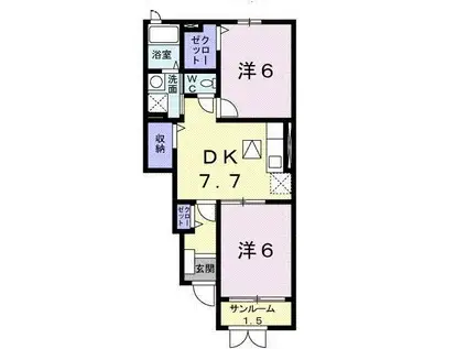エトワール B棟(2DK/1階)の間取り写真