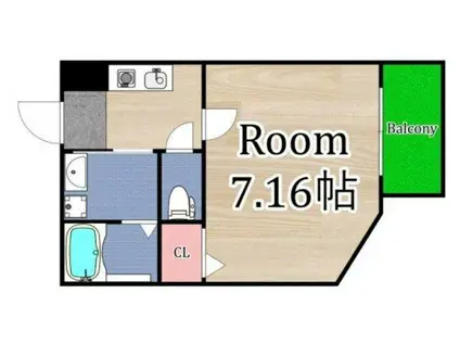 カーサクレスト清水II(1K/2階)の間取り写真