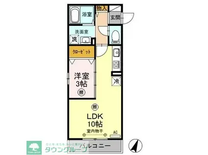メルヴェーユ八潮中央B(1LDK/3階)の間取り写真