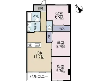 アルコリバーサイド(3LDK/4階)の間取り写真