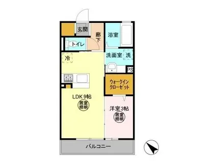 パークドオートムC棟(1LDK/2階)の間取り写真