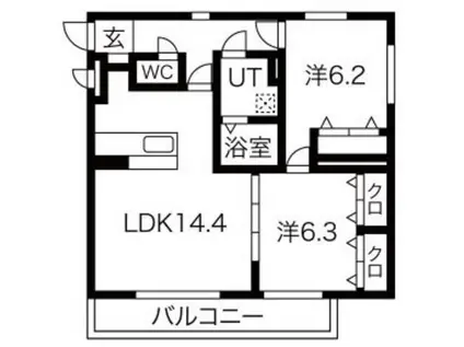 プリマヴェーラ(2LDK/3階)の間取り写真