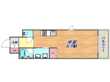 エルセレーノ石屋川(ワンルーム/4階)の間取り写真