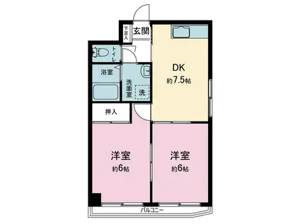 FKビル金沢文庫(2DK/4階)の間取り写真