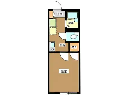 ヘーベル落合(1K/1階)の間取り写真