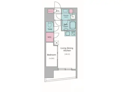 レジディア亀戸プレイス(1LDK/14階)の間取り写真