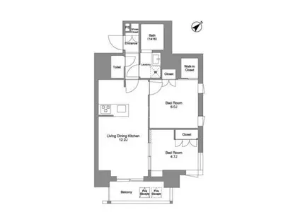 ルフォンプログレ大森山王(2LDK/13階)の間取り写真