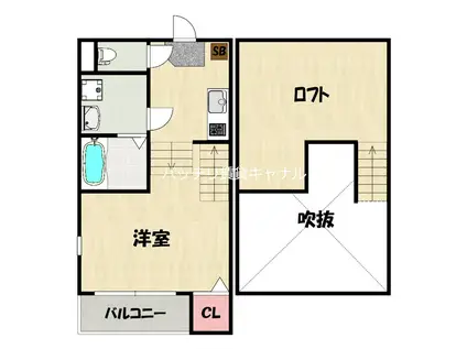 ブルーム麦野(1K/2階)の間取り写真