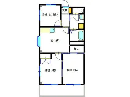 サンコート中里台パートV(3DK/3階)の間取り写真