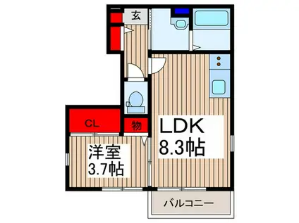 ベア ハウス(1LDK/1階)の間取り写真