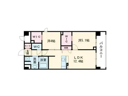 セントリヴィエ大阪梅田(2LDK/1階)の間取り写真