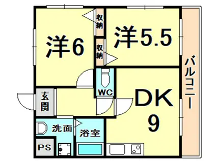 ウイナ-ズハウス(2DK/4階)の間取り写真