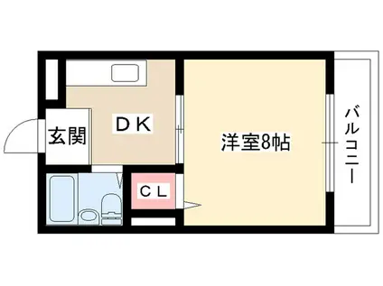 21ビル(1DK/2階)の間取り写真