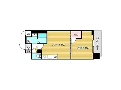 S-RESIDENCE日本橋QUALIE(1LDK/4階)の間取り写真
