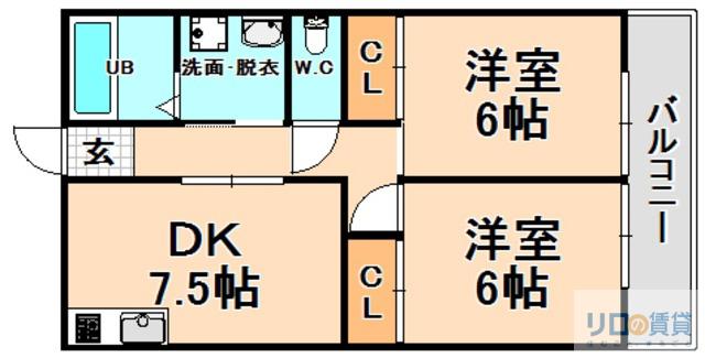 山本不動産第8ビル(2DK/3階)の間取り写真