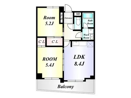 オールセインツ(2LDK/13階)の間取り写真