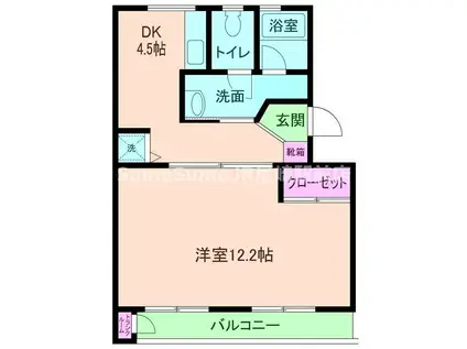 パークグリーン中島(1DK/2階)の間取り写真