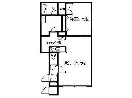 曙プレジデントII(1LDK/2階)の間取り写真