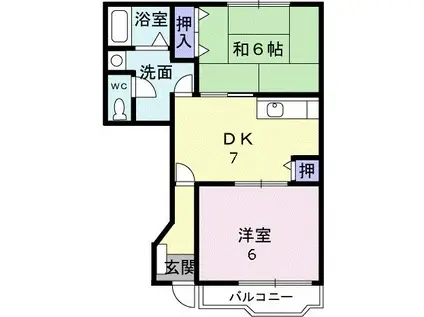 ハートフルI(2DK/1階)の間取り写真