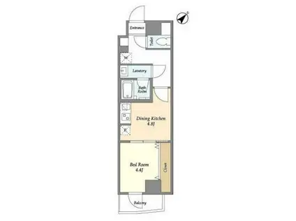 グランカーサ西葛西(1DK/4階)の間取り写真