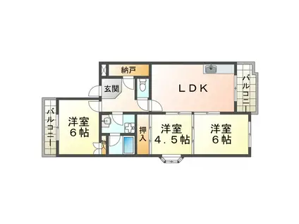 サンシティ今寺(3LDK/3階)の間取り写真
