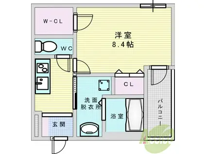 フジパレス菅原公園(1K/2階)の間取り写真