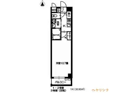 エクセル宝が丘(1K/1階)の間取り写真