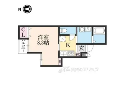 YUMARIN7元田中(1K/2階)の間取り写真