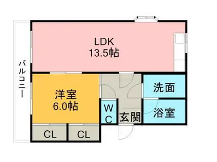 シェリールB(1LDK/1階)の間取り写真