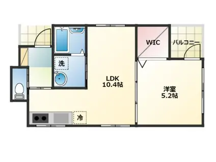 プライマル久留米(1LDK/1階)の間取り写真
