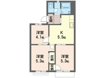 プローデンス前原(3K/1階)の間取り写真