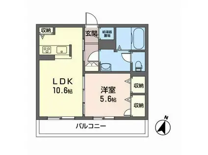 メゾンマスト 開北B(1LDK/3階)の間取り写真