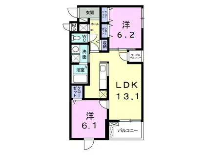 アドニス(2LDK/3階)の間取り写真