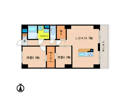 PLACIDES(2LDK/5階)の間取り写真