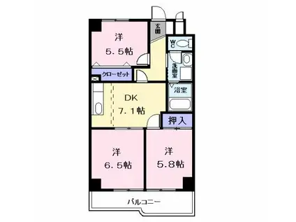 ネクステ-ジ・あらこ(3DK/5階)の間取り写真