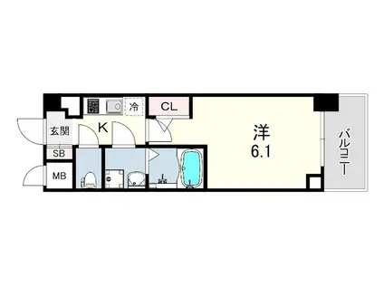 CION KOBE BAYSIDE(1K/4階)の間取り写真